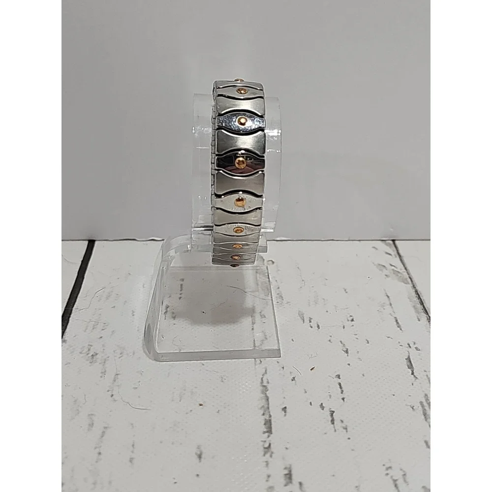 Vintage Milor Italy Stainless Steel & 18K Gold Stretch Expansion Link Bracelet